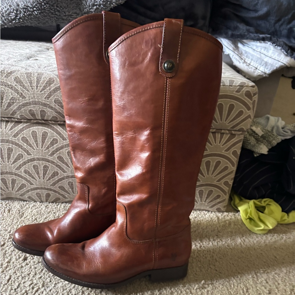 Frye Melissa #4001 Extended Calf Boots - Sz 7 - Cognac